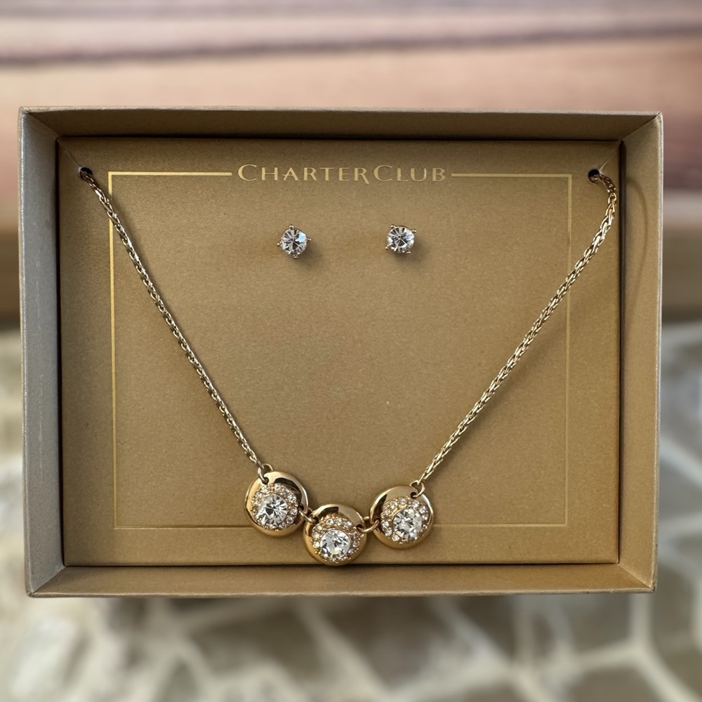 Charter Club Gold Tone Necklace and Earring Set
